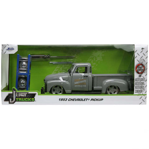 Just Trucks 1953 Chevrolet Pickup Truck With Extra Wheels 1:24 Scale Diecast Model Gray by Jada 34023 diecasthappy.com