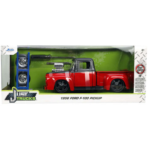 Just Trucks 1956 Ford F-100 Pickup With Extra Wheels 1:24 Scale Diecast Model Red by Jada 33019
