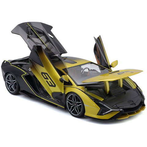 Lamborghini Sián FKP37 Hybrid #63 1:18 Faded Yellow/Black by Bburago 18-11100-YLBK