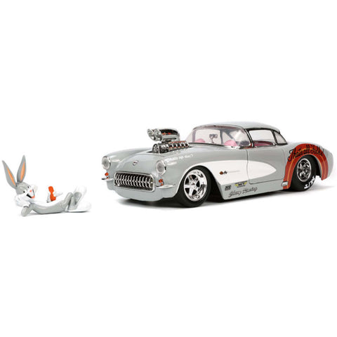 Looney Tunes 1957 Chevrolet Corvette 1:24 Scale Diecast Model with Bugs Bunny Figure by Jada 32390