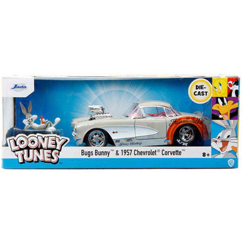 Looney Tunes 1957 Chevrolet Corvette 1:24 Scale Diecast Model with Bugs Bunny Figure by Jada 32390