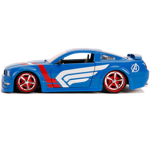 Marvel Avengers 2006 Ford Mustang GT 1:24 Scale Diecast Model with Captain America by Jada 31187