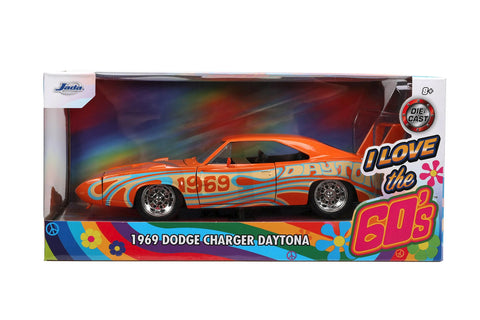 I Love The 60's 1969 Dodge Charger Daytona 1:24 Scale Diecast Model Orange by Jada 31389