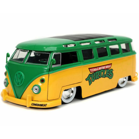 TMNT Teenage Mutant Ninja Turtles 1962 Volkswagen Bus 1:24 Scale Diecast Model with Leonardo Figure by Jada 31786