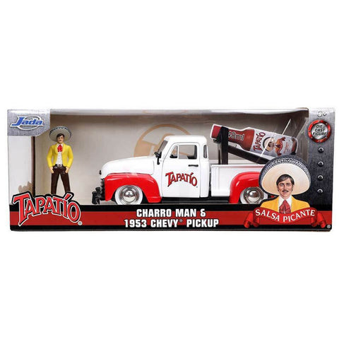 Tapatio 1953 Chevy Pickup 1:24 Scale Diecast Model White with Charro Man Figure by Jada 31968