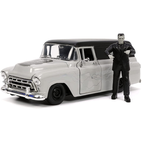 Universal Monsters 1957 Chevy Suburban 1:24 Scale Diecast Model with Frankenstein Figure by Jada 32191