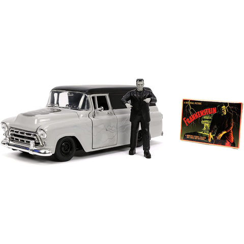 Universal Monsters 1957 Chevy Suburban 1:24 Scale Diecast Model with Frankenstein Figure by Jada 32191