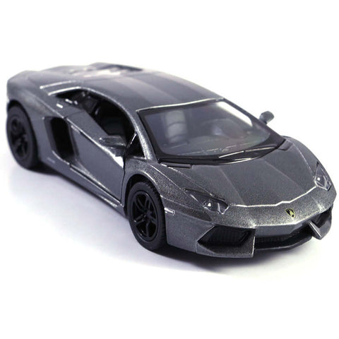 2011 Lamborghini Aventador LP700-4 1:38 Scale Diecast Model Gunmetal Gray by Kinsmart black