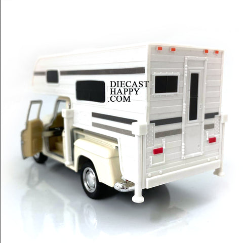 1955 Chevy Stepside Pickup Truck Camper 1:32 Scale White by Kinsmart