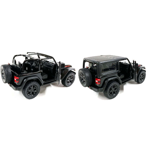 2018 Jeep Wrangler Rubicon 4x4 1:34 Scale Diecast Model Black by Kinsmart (SET OF 2)