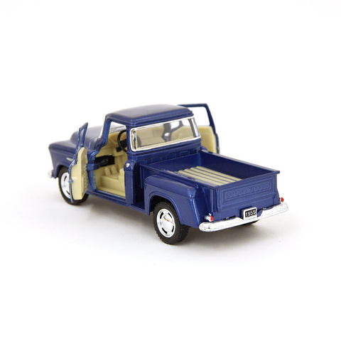 1955 Chevy Stepside Pickup Truck 1:32 Scale Black/Red/Blue/Yellow by Kinsmart (SET OF 4)