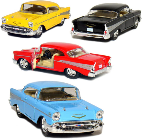 1957 Chevy Bel Air Coupe 1:40 Scale Diecast Model (Yellow/Red/Blue/Black) by Kinsmart