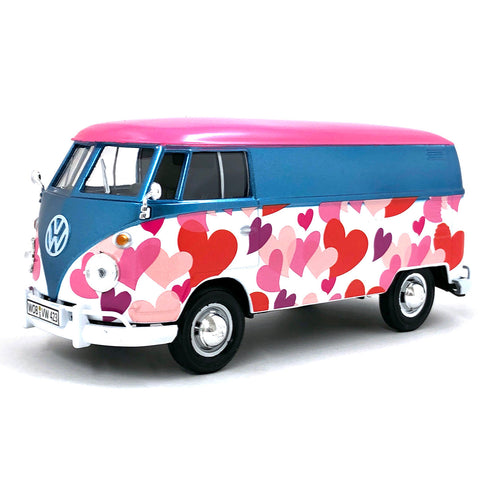 1962 Volkswagen T1 Type 2 Classic Delivery Van Flower Truck 1:24 Scale Diecast Model with Hearts Love Motor Max 420