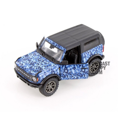 2022 Ford Bronco Camo Hard Top 1:34 Scale Diecast Model Blue by Kinsmart