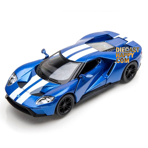 2017 Ford GT with Stripes 1:38 Scale Diecast Model Blue by Kinsmart