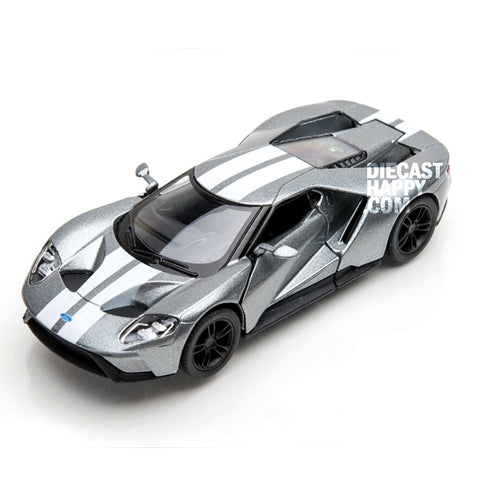 2017 Ford GT with Stripes 1:38 Scale Diecast Model Silver by Kinsmart