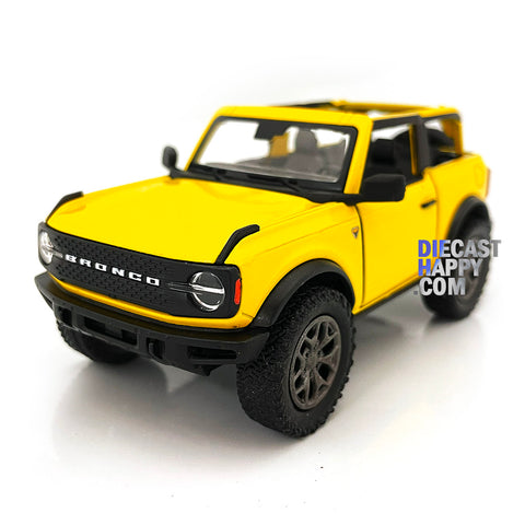 2022 Ford Bronco Open Top 1:34 Scale Diecast Model Yellow by Kinsmart