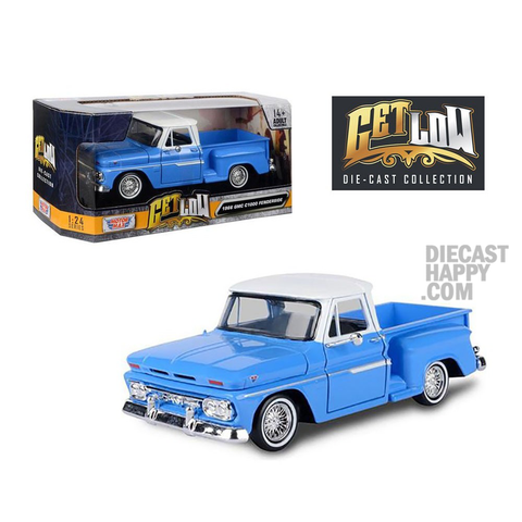 1966 GMC C1000 Fenderside Pick Up Truck 1:24 Scale Diecast Model Blue by Motor Max