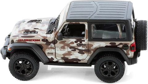 2018 Jeep Wrangler Rubicon 1:34 Scale Diecast Model Camo Brown by Kinsmart