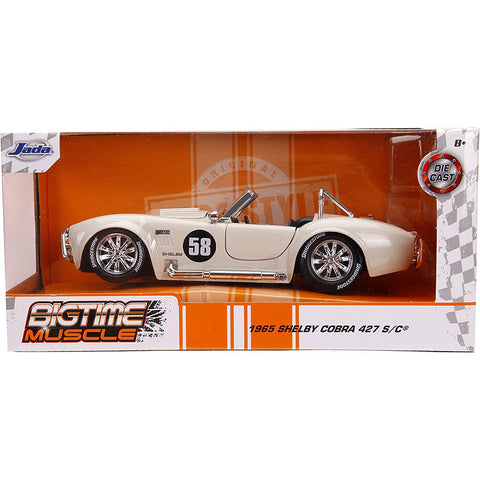 Bigtime Muscle 1965 Shelby Cobra 427 S/C 1:24 Scale Diecast Model Cream by Jada