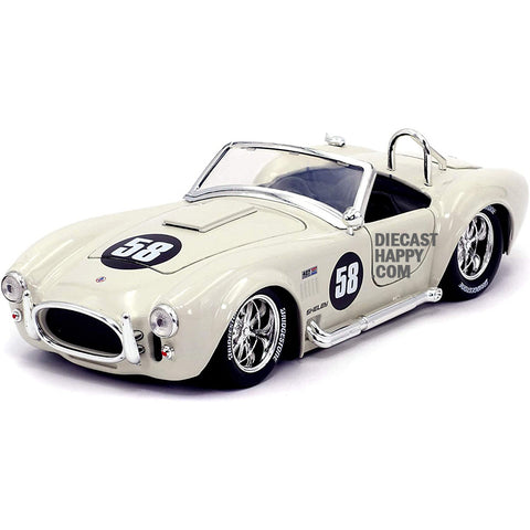 Bigtime Muscle 1965 Shelby Cobra 427 S/C 1:24 Scale Diecast Model Cream by Jada