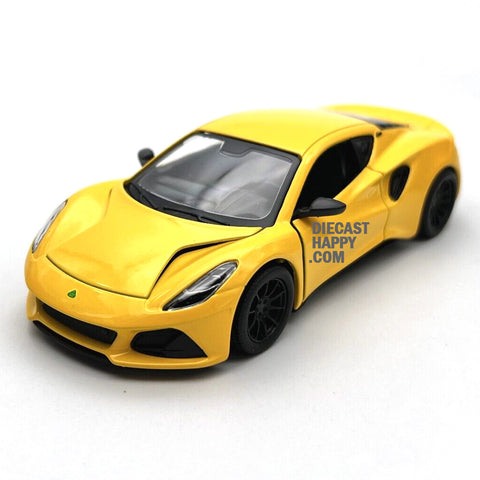 2023 Lotus Emira 1:34 Scale Diecast Model in Yellow by Kinsmart