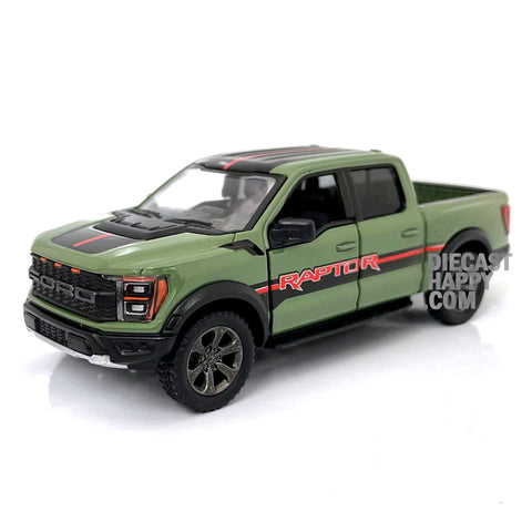 2022 Ford F-150 Raptor w/ Livery 1:46 Scale Diecast Model Green by Kinsmart