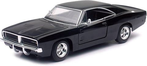 1969 Dodge Charger R/T 1:25 Scale Diecast Model Black by New Ray 71893B