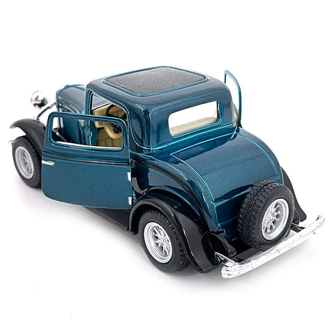 1932 Ford 3-Window Coupe 1:34 Scale Diecast Model Teal / Green by Kinsmart