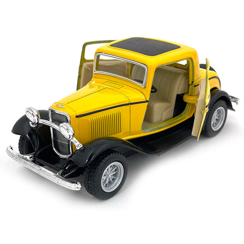 1932 Ford 3-Window Coupe 1:34 Scale Diecast Model Yellow by Kinsmart