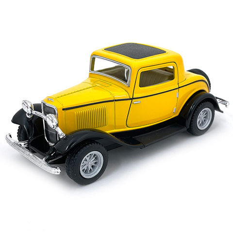 1932 Ford 3-Window Coupe 1:34 Scale Diecast Model Yellow by Kinsmart