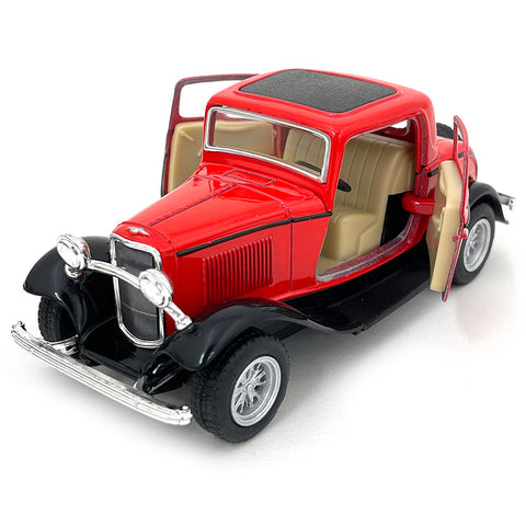 1932 Ford 3-Window Coupe 1:34 Scale Diecast Model Red by Kinsmart