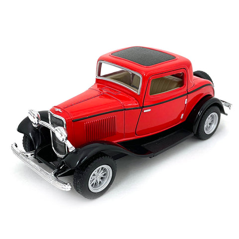 1932 Ford 3-Window Coupe 1:34 Scale Diecast Model Red by Kinsmart