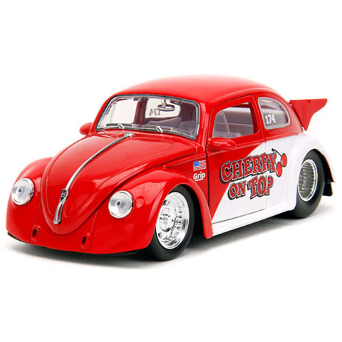 1959 Volkswagen Drag Beetle 1:24 Scale Diecast Model Red White by Jada 34230