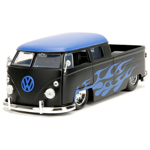 1962 Volkswagen Bus 1:24 Scale Diecast Model Matte Black Blue by Jada 34232
