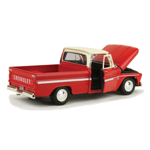 1966 Chevrolet C10 Fleetside Pickup 1:24 Scale Diecast Model Red by Motor Max 73355