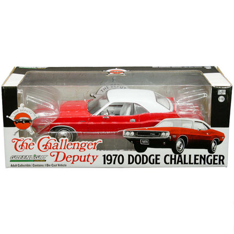1970 Dodge Challenger "The Challenger Deputy" 1:18 Scale Diecast Model Red by Greenlight 13618 diecasthappy.com