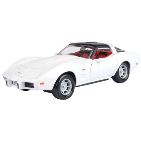 1979 Chevrolet Corvette C3 Coupe 1:24 Scale Diecast Model with Red Interior White by Motor Max 73244