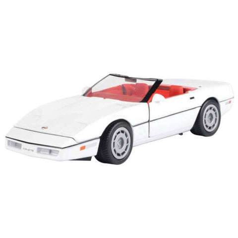 1986 Chevrolet Corvette C4 Convertible 1:24 Scale Diecast Model with Red Interior White by Motor Max 73298