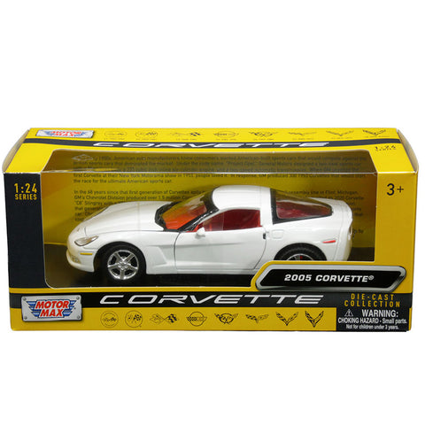 2005 Chevrolet Corvette C6 Coupe 1:24 Scale Diecast Model with Red Interior White by Motor Max 73270