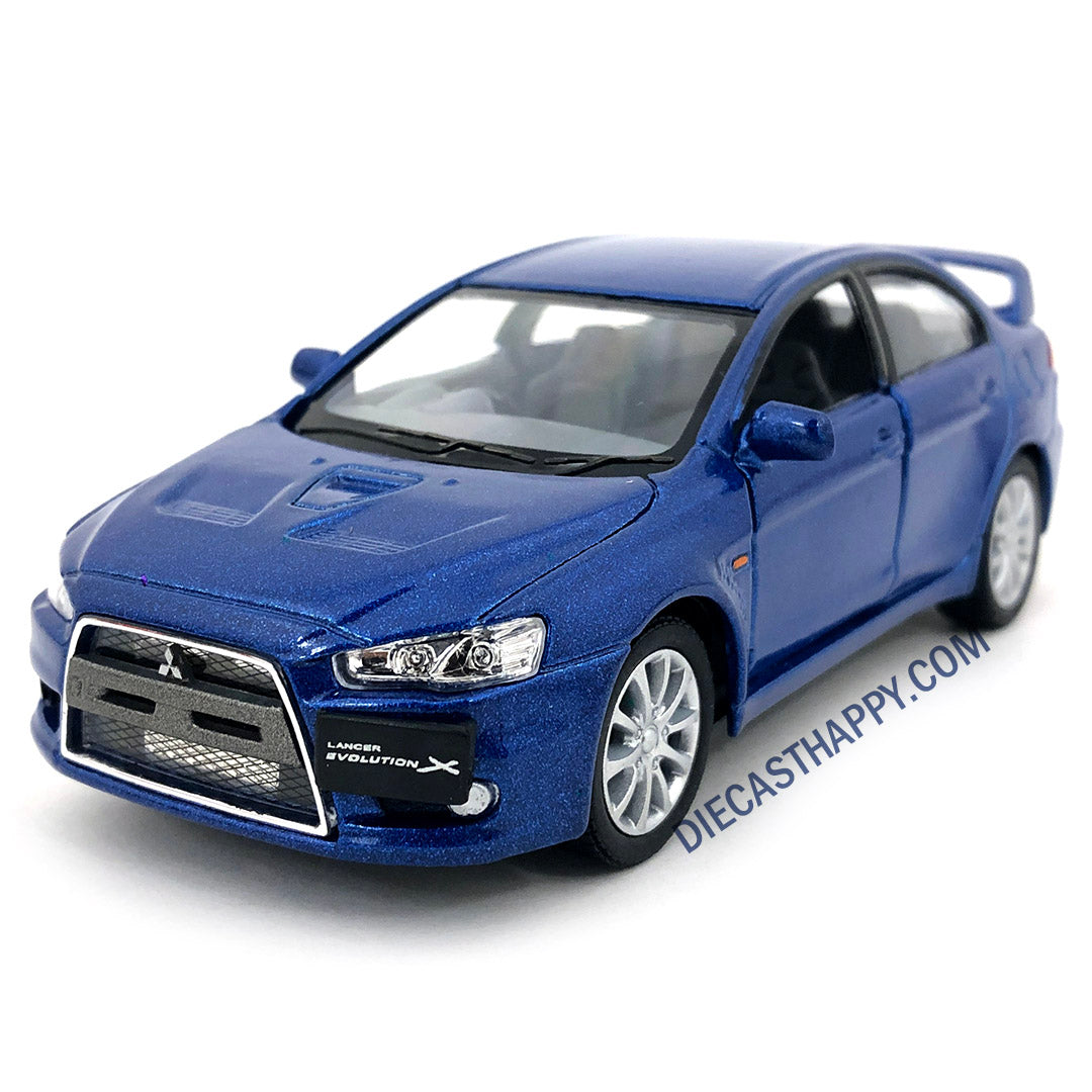 Lancer Cast 2008 Mitsubishi Lancer Evolution X 1:36 Scale Diecast Model Blue by Ki ...