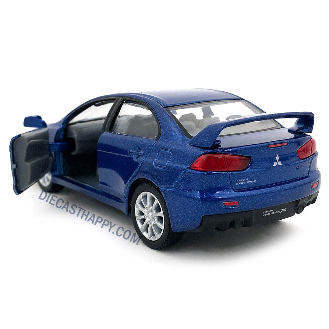 Lancer Cast 2008 Mitsubishi Lancer Evolution X 1:36 Scale Diecast Model Blue by Ki ...