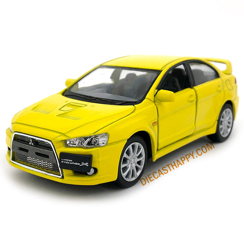 2008 Mitsubishi Lancer Evolution X 1:36 Scale Diecast Model White/Blue/Red/Yellow by Kinsmart (SET OF 4)