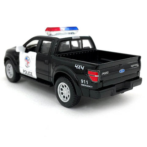 2013 Ford F-150 SVT Raptor Supercrew 1:46 Scale Diecast Model Police Edition Black / White by Kinsmart