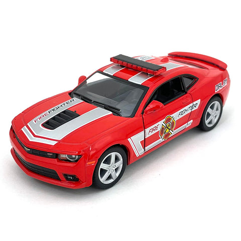 2014 Chevy Camaro 1:38 Scale Diecast Model Police / Firefighter Edition by Kinsmart (SET OF 2)