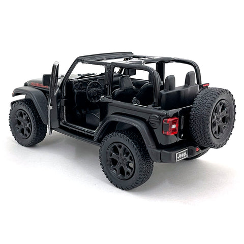 2018 Jeep Wrangler Rubicon 4x4 1:34 Scale Diecast Model Convertible Top Black by Kinsmart