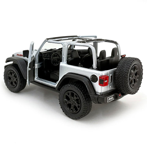 2018 Jeep Wrangler Rubicon 4x4 1:34 Scale Diecast Model Convertible Top Silver by Kinsmart