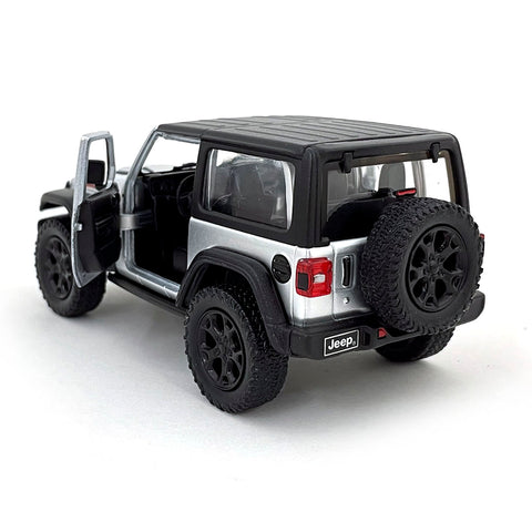 2018 Jeep Wrangler Rubicon 4x4 1:34 Scale Diecast Model Hard Top Silver by Kinsmart