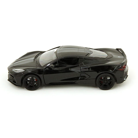 2020 Chevrolet Corvette C8 Stingray 1:24 Scale Diecast Model in Black witih Grey Stripes by Motor Max 79360 RAIN