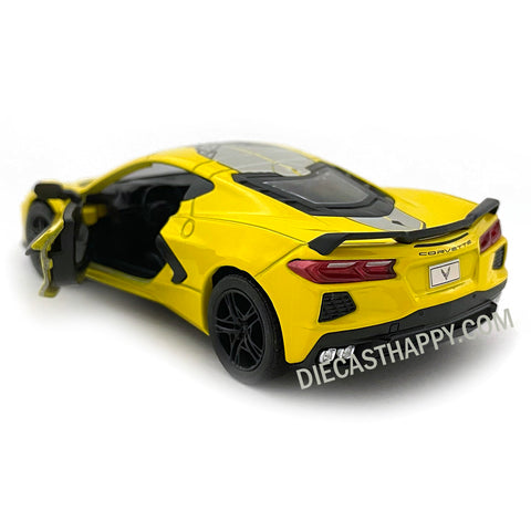 2021 Chevy Corvette C8 1:36 Scale Diecast Model Livery Edition Yellow by Kinsmart